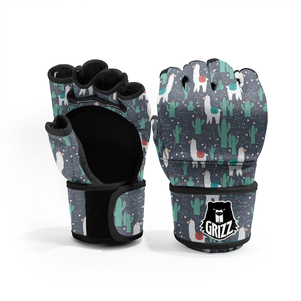 Cactus And Happy Llama Print Pattern MMA Gloves-grizzshop