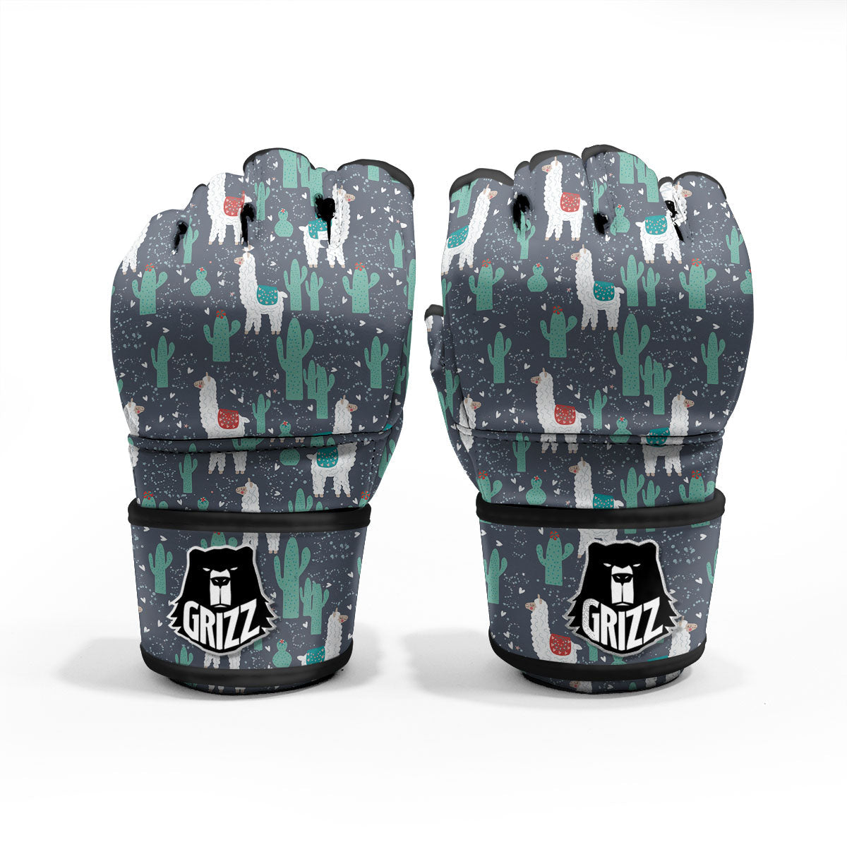 Cactus And Happy Llama Print Pattern MMA Gloves-grizzshop