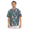 Cactus And Happy Llama Print Pattern Men's Short Sleeve Shirts-grizzshop