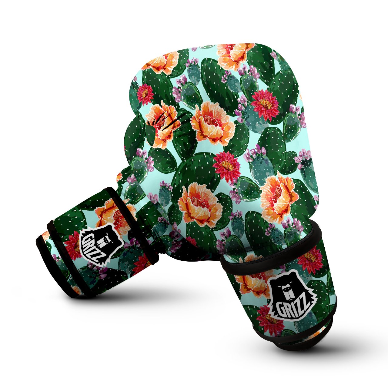 Cactus Blooming Watercolor Print Pattern Boxing Gloves-grizzshop