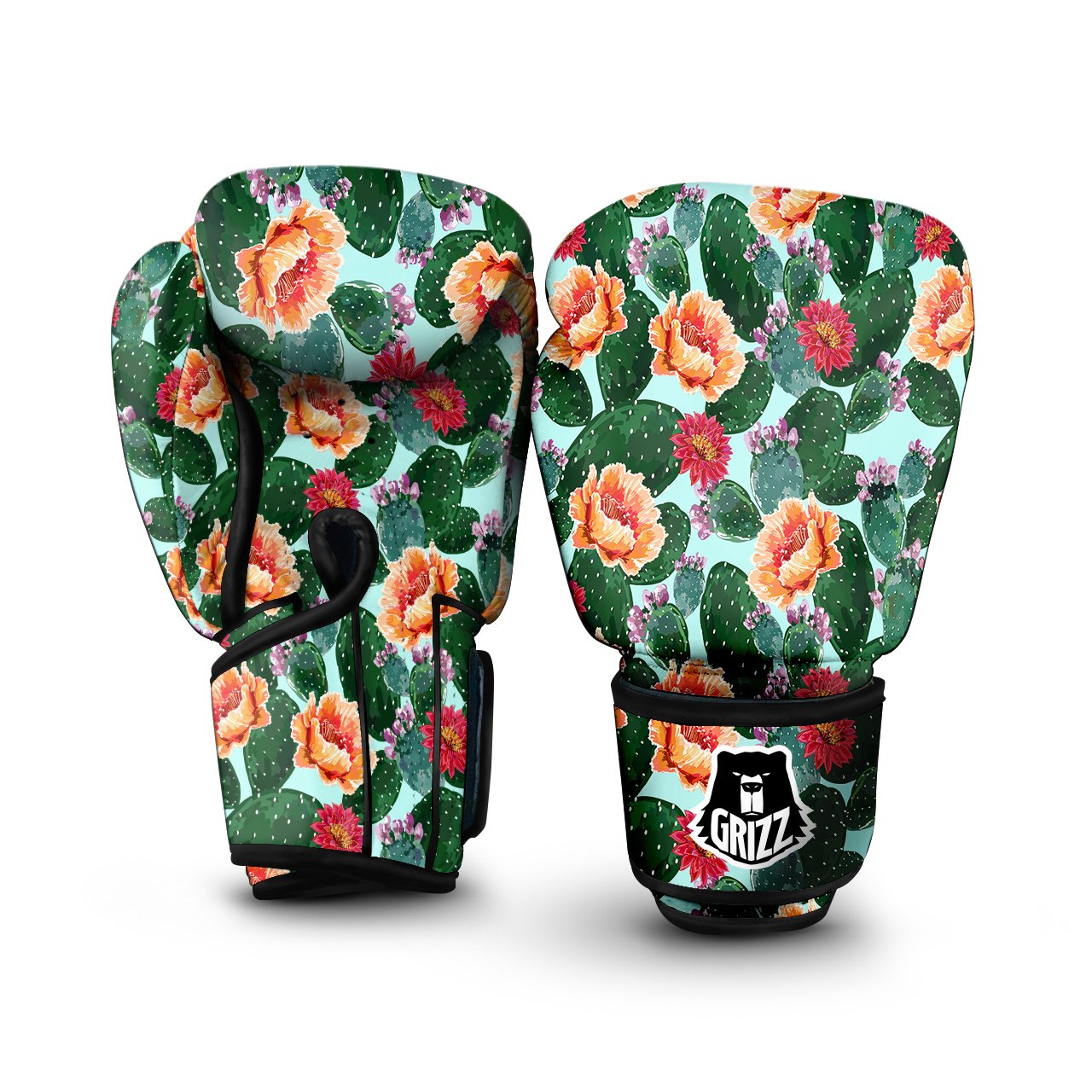 Cactus Blooming Watercolor Print Pattern Boxing Gloves-grizzshop