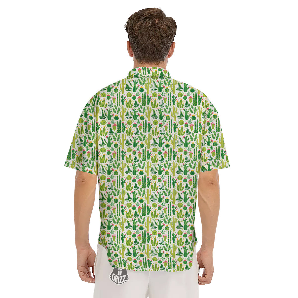 Cactus Cute Cartoon Print Pattern Men's Short Sleeve Shirts-grizzshop