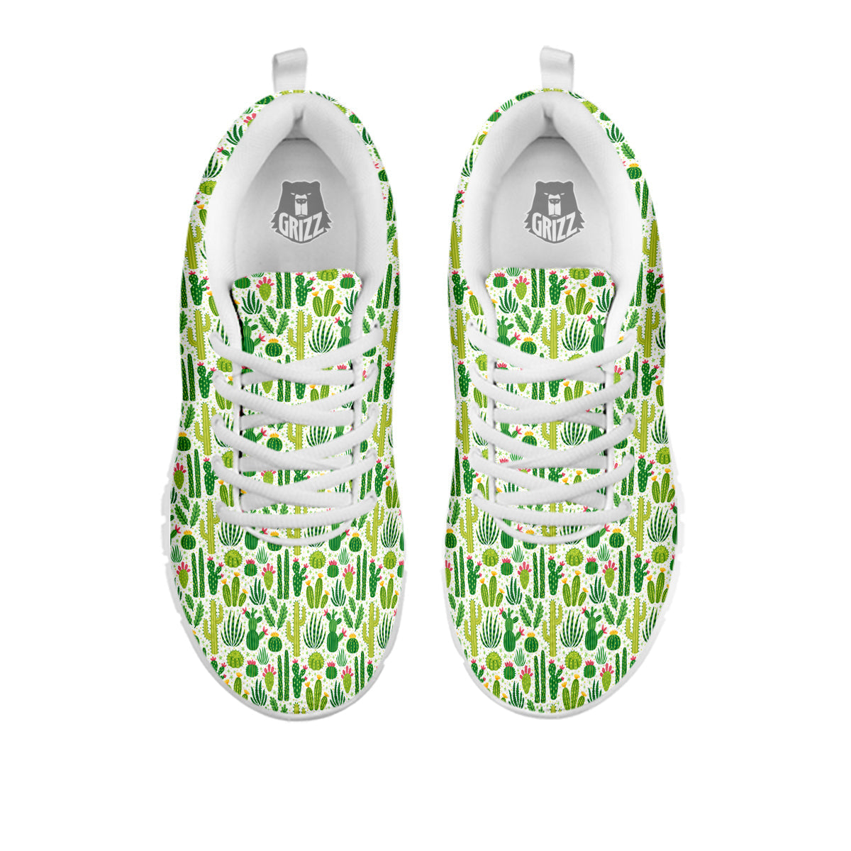 Cactus Cute Cartoon Print Pattern White Sneaker-grizzshop