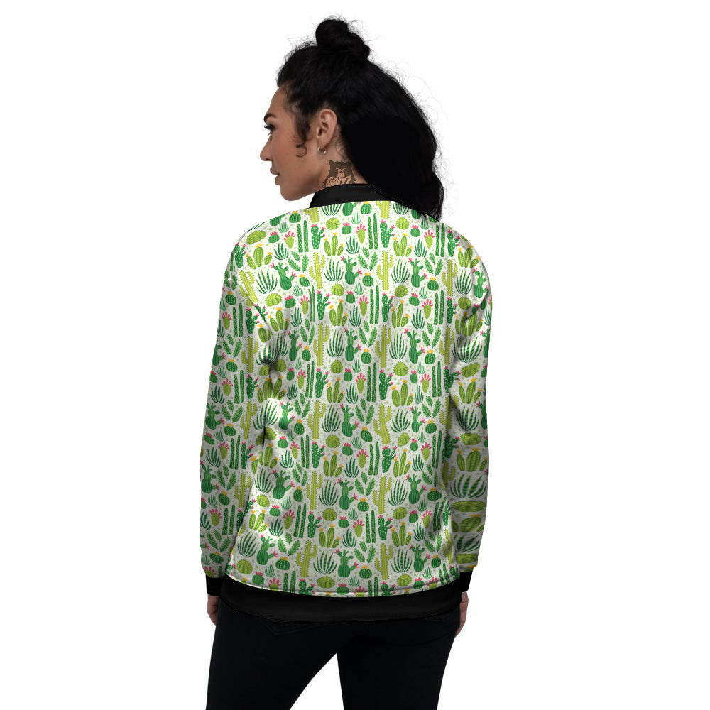 Cactus Cute Cartoon Print Pattern Women's Bomber Jacket-grizzshop
