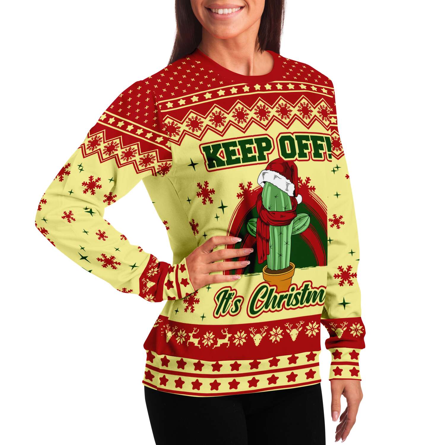 Cactus Keep Off It's Christmas Ugly Christmas Sweater-grizzshop