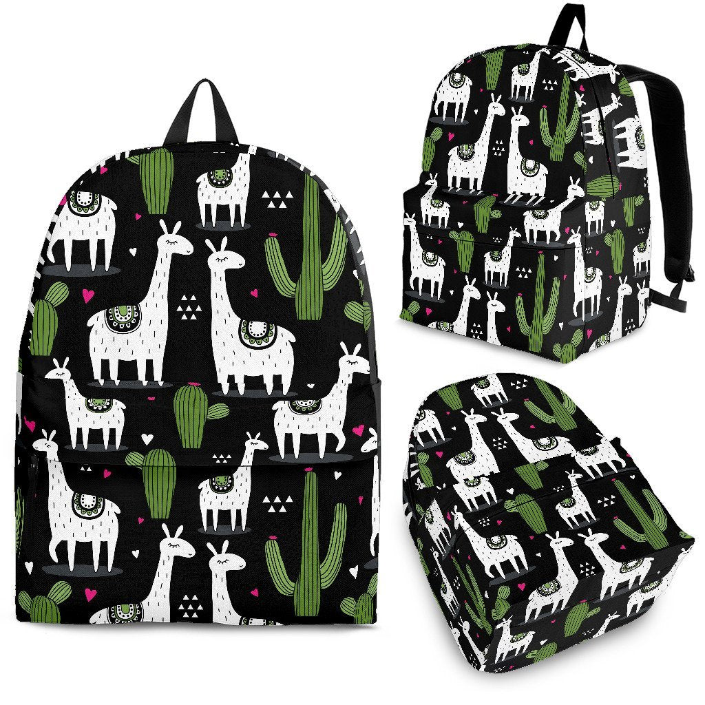 Cactus Llama Pattern Print Backpack-grizzshop