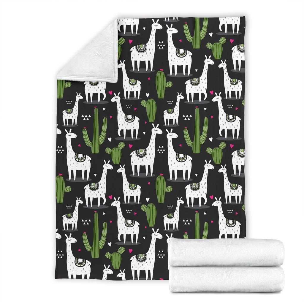 Cactus Llama Pattern Print Blanket-grizzshop