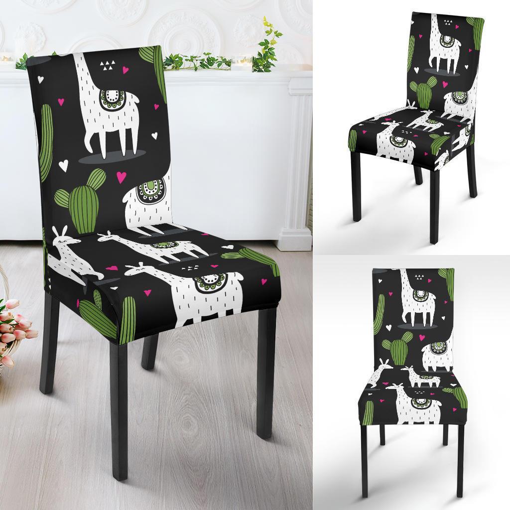 Cactus Llama Pattern Print Chair Cover-grizzshop