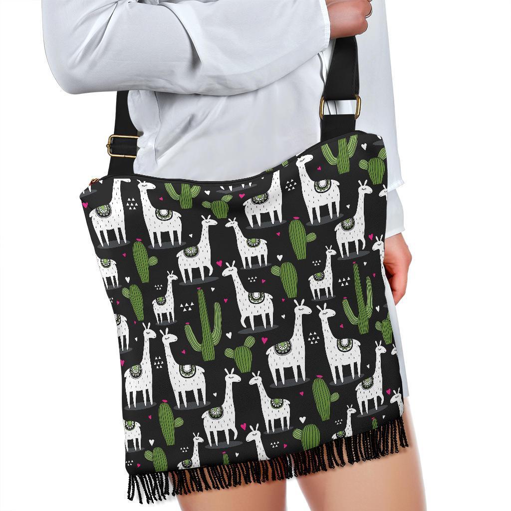 Cactus Llama Pattern Print Crossbody Bags-grizzshop