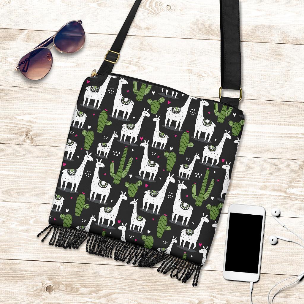 Cactus Llama Pattern Print Crossbody Bags-grizzshop