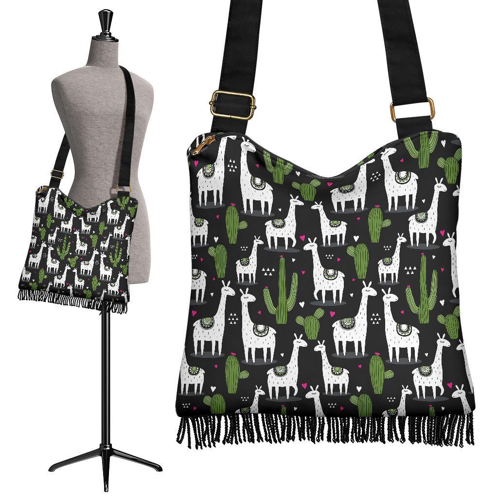 Cactus Llama Pattern Print Crossbody Bags-grizzshop