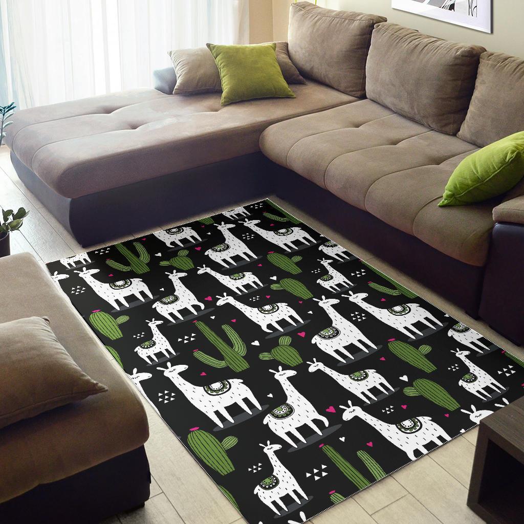 Cactus Llama Pattern Print Floor Mat-grizzshop