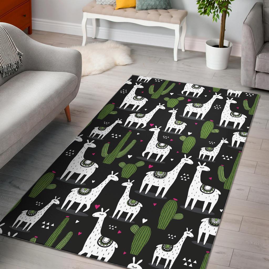 Cactus Llama Pattern Print Floor Mat-grizzshop