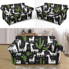 Cactus Llama Pattern Print Loveseat Cover-grizzshop