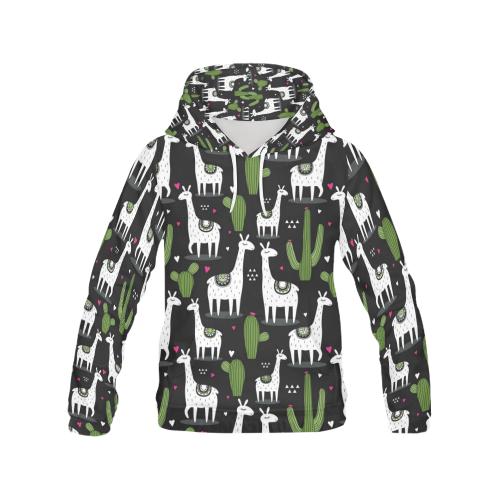Cactus Llama Pattern Print Men Pullover Hoodie-grizzshop