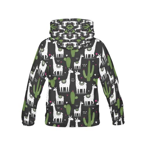 Cactus Llama Pattern Print Men Pullover Hoodie-grizzshop