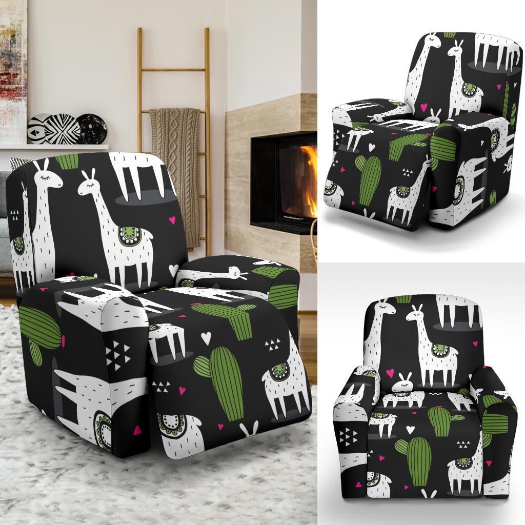 Cactus Llama Pattern Print Recliner Cover-grizzshop