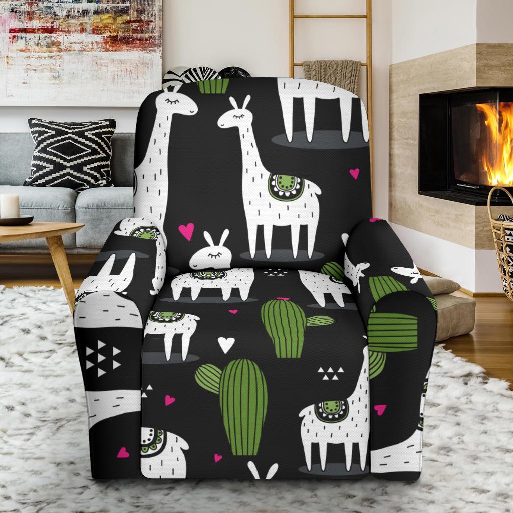 Cactus Llama Pattern Print Recliner Cover-grizzshop