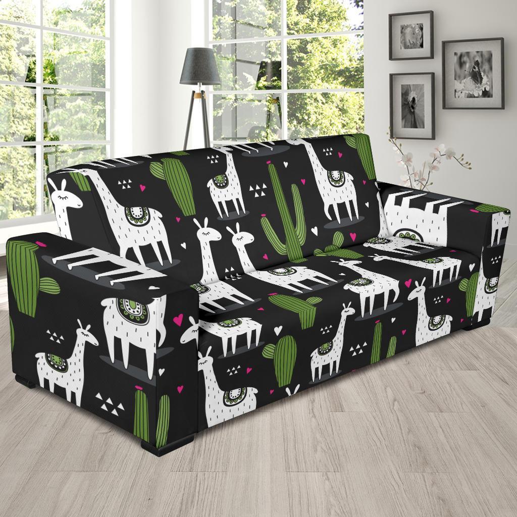 Cactus Llama Pattern Print Sofa Covers-grizzshop