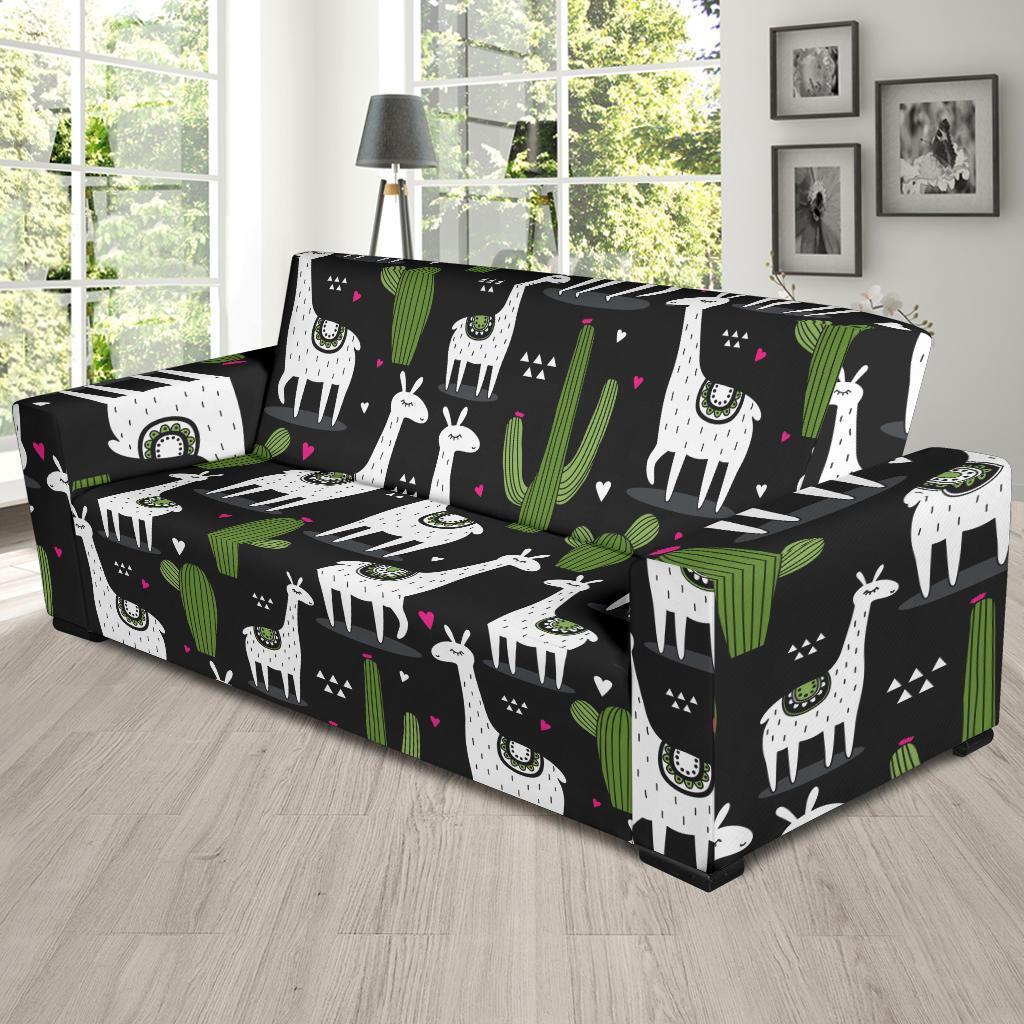 Cactus Llama Pattern Print Sofa Covers-grizzshop