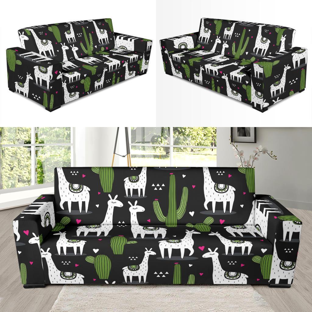 Cactus Llama Pattern Print Sofa Covers-grizzshop