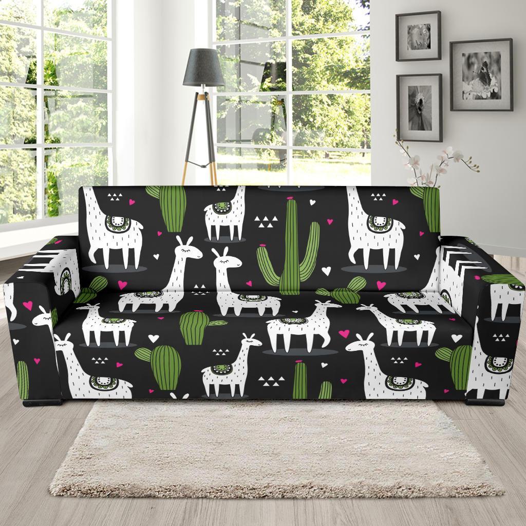 Cactus Llama Pattern Print Sofa Covers-grizzshop