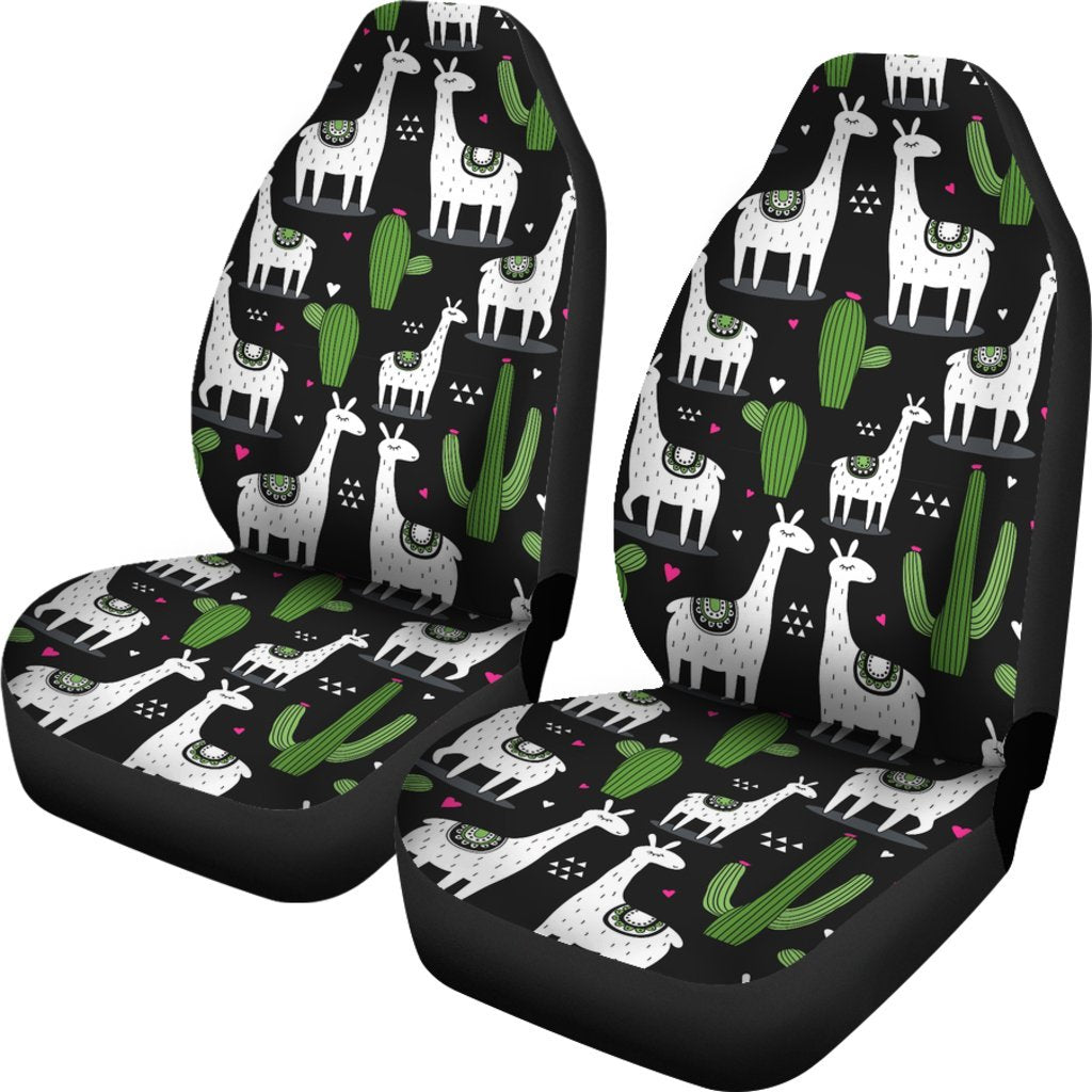 Cactus Llama Pattern Print Universal Fit Car Seat Cover-grizzshop