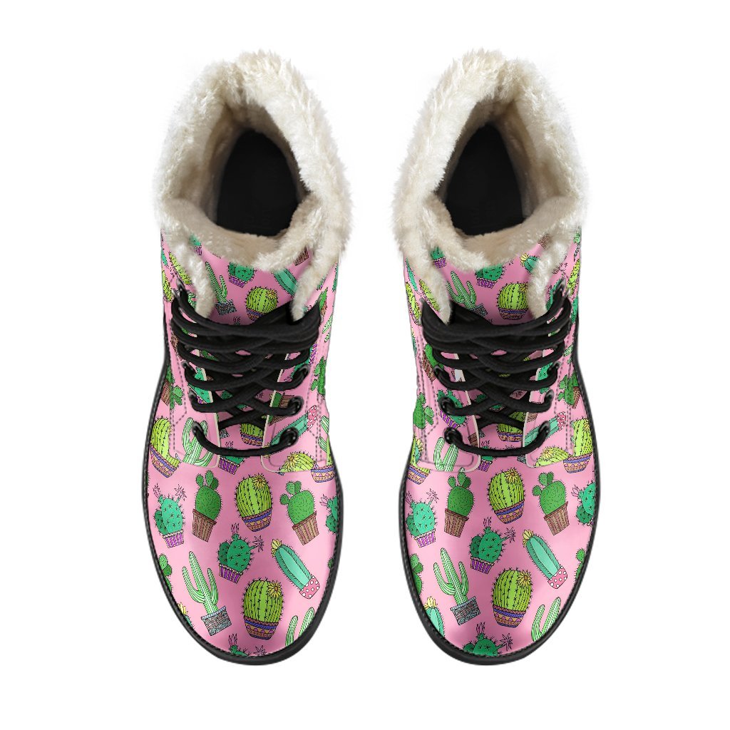 Cactus Pink Pattern Print Comfy Winter Boots-grizzshop