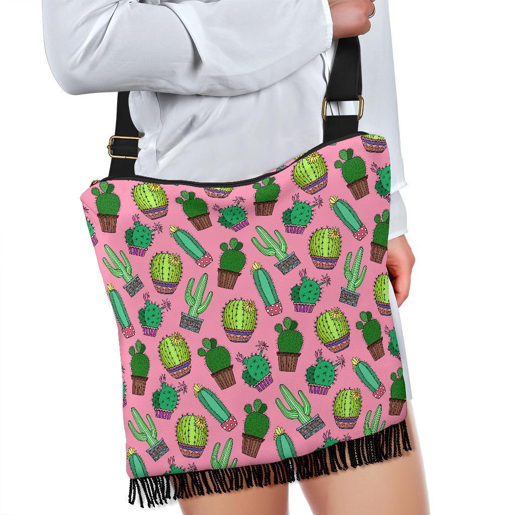 Cactus Pink Pattern Print Crossbody Bags-grizzshop