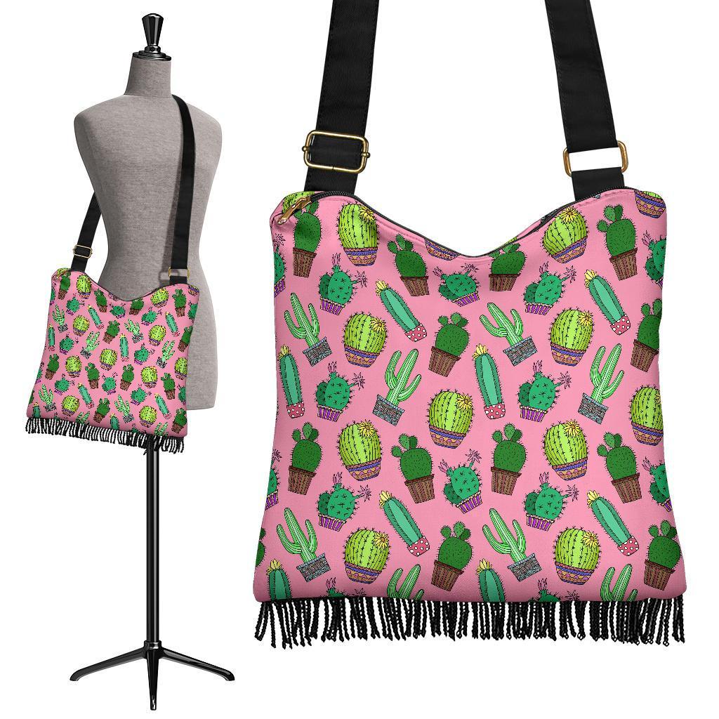 Cactus Pink Pattern Print Crossbody Bags-grizzshop