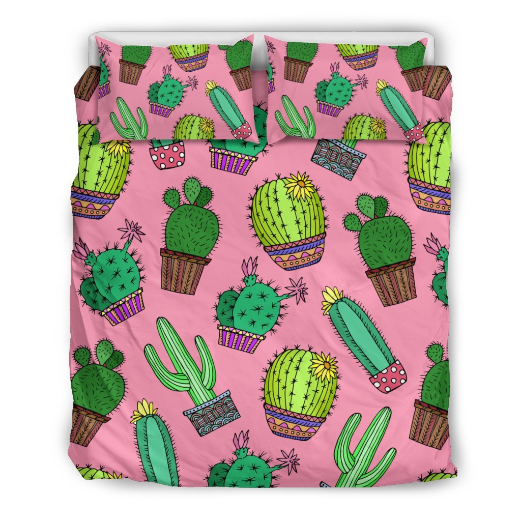 Cactus Pink Pattern Print Duvet Cover Bedding Set-grizzshop