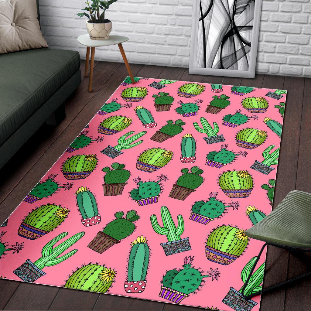 Cactus Pink Pattern Print Floor Mat-grizzshop