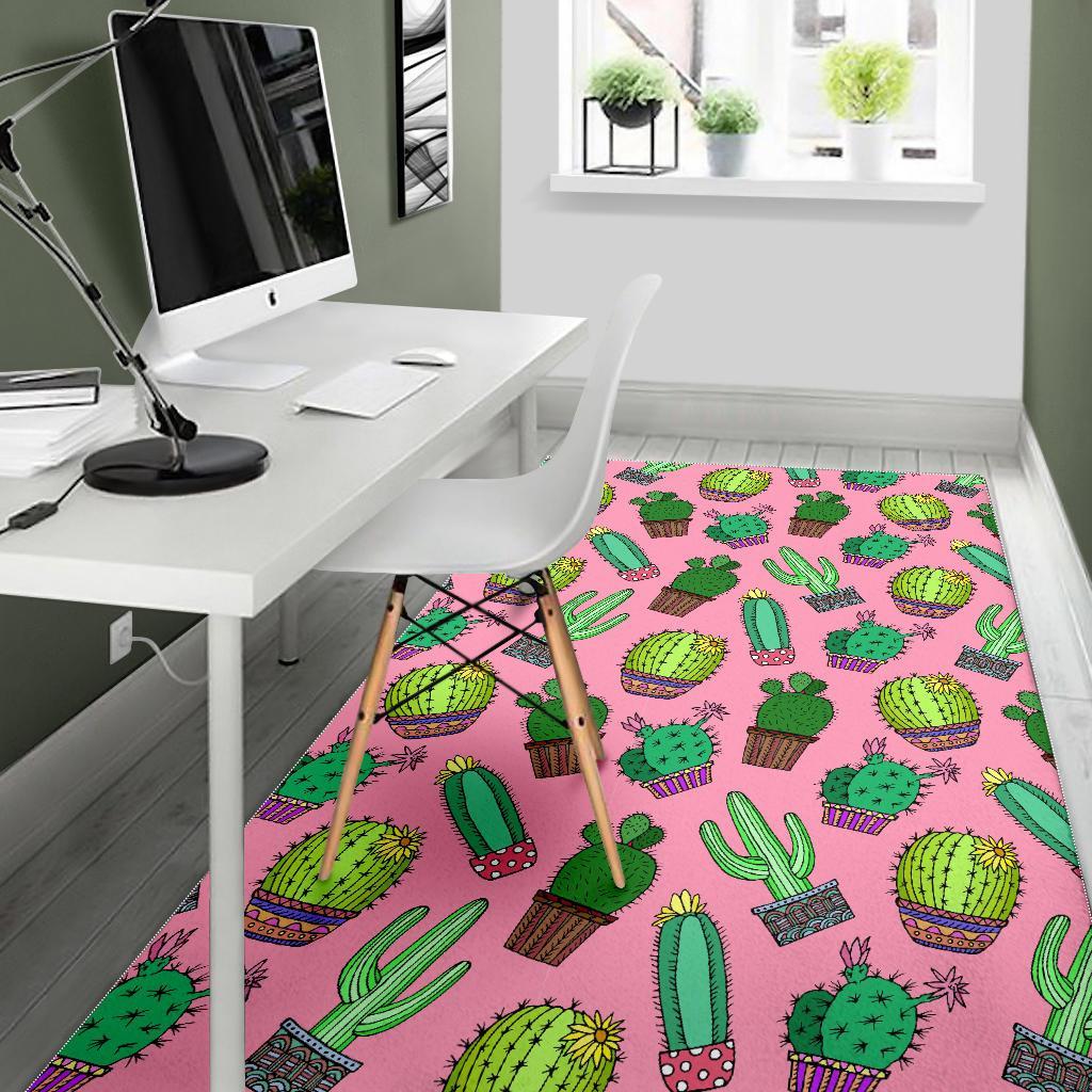 Cactus Pink Pattern Print Floor Mat-grizzshop