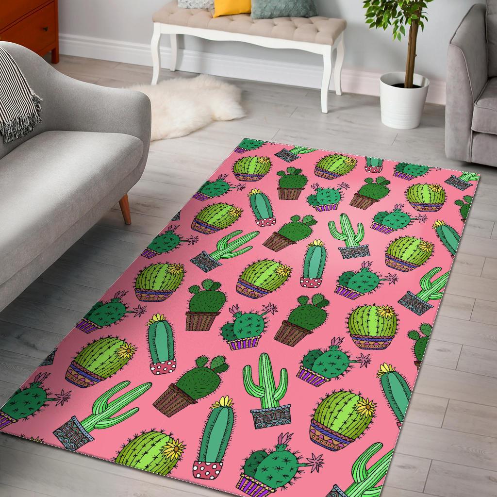 Cactus Pink Pattern Print Floor Mat-grizzshop