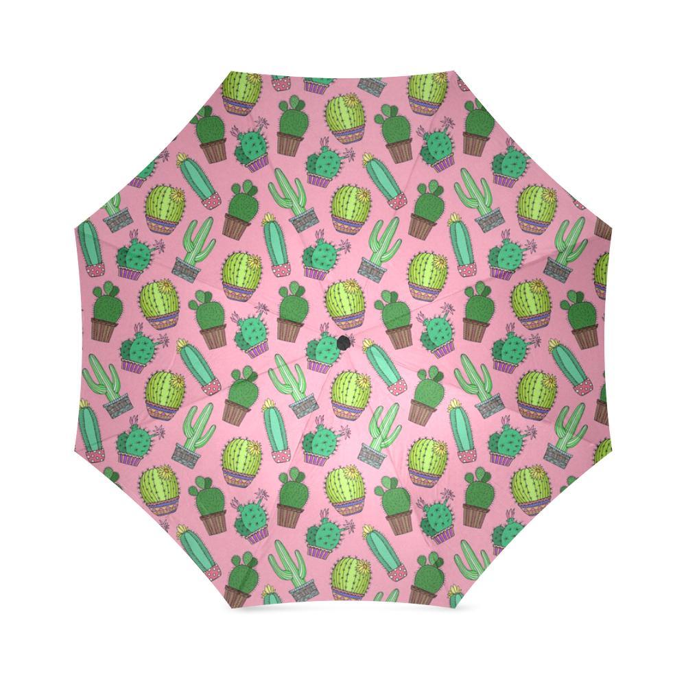 Cactus Pink Pattern Print Foldable Umbrella-grizzshop