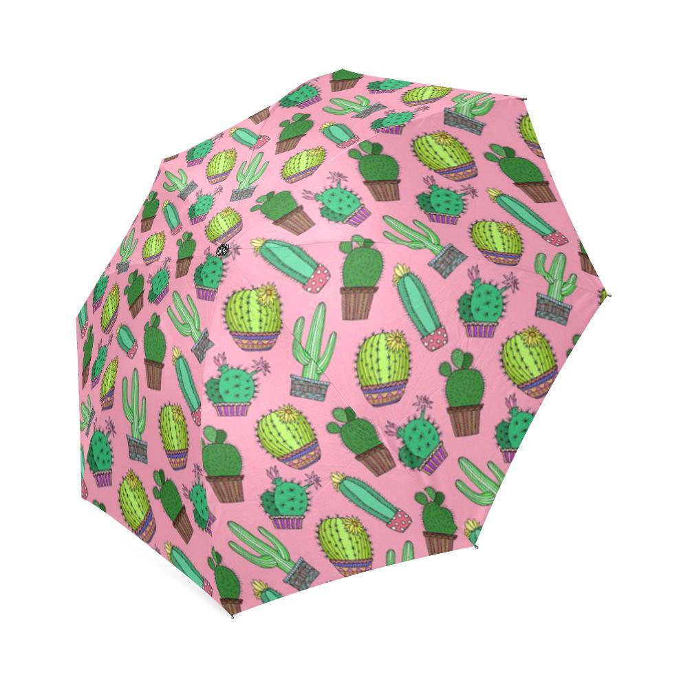 Cactus Pink Pattern Print Foldable Umbrella-grizzshop