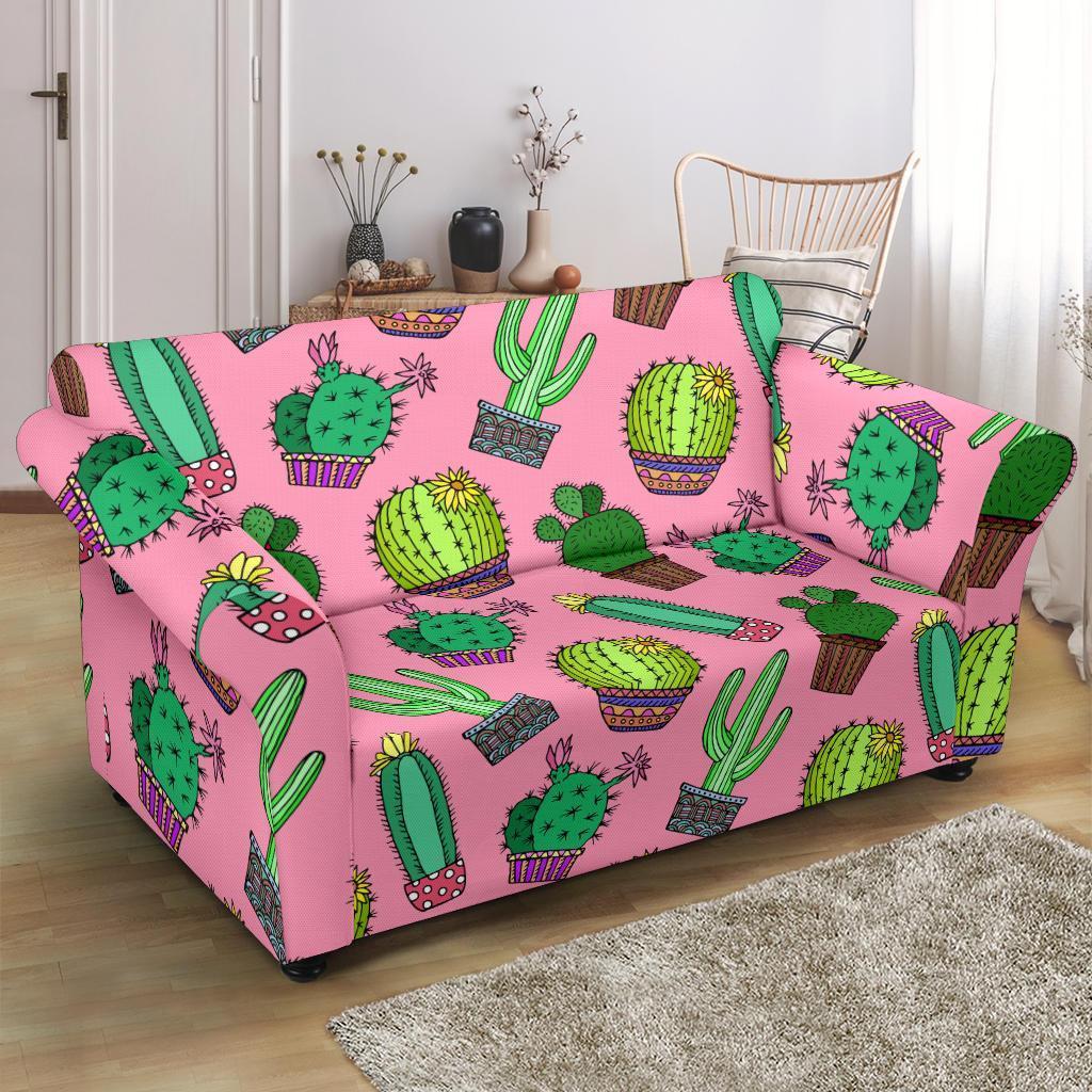 Cactus Pink Pattern Print Loveseat Cover-grizzshop