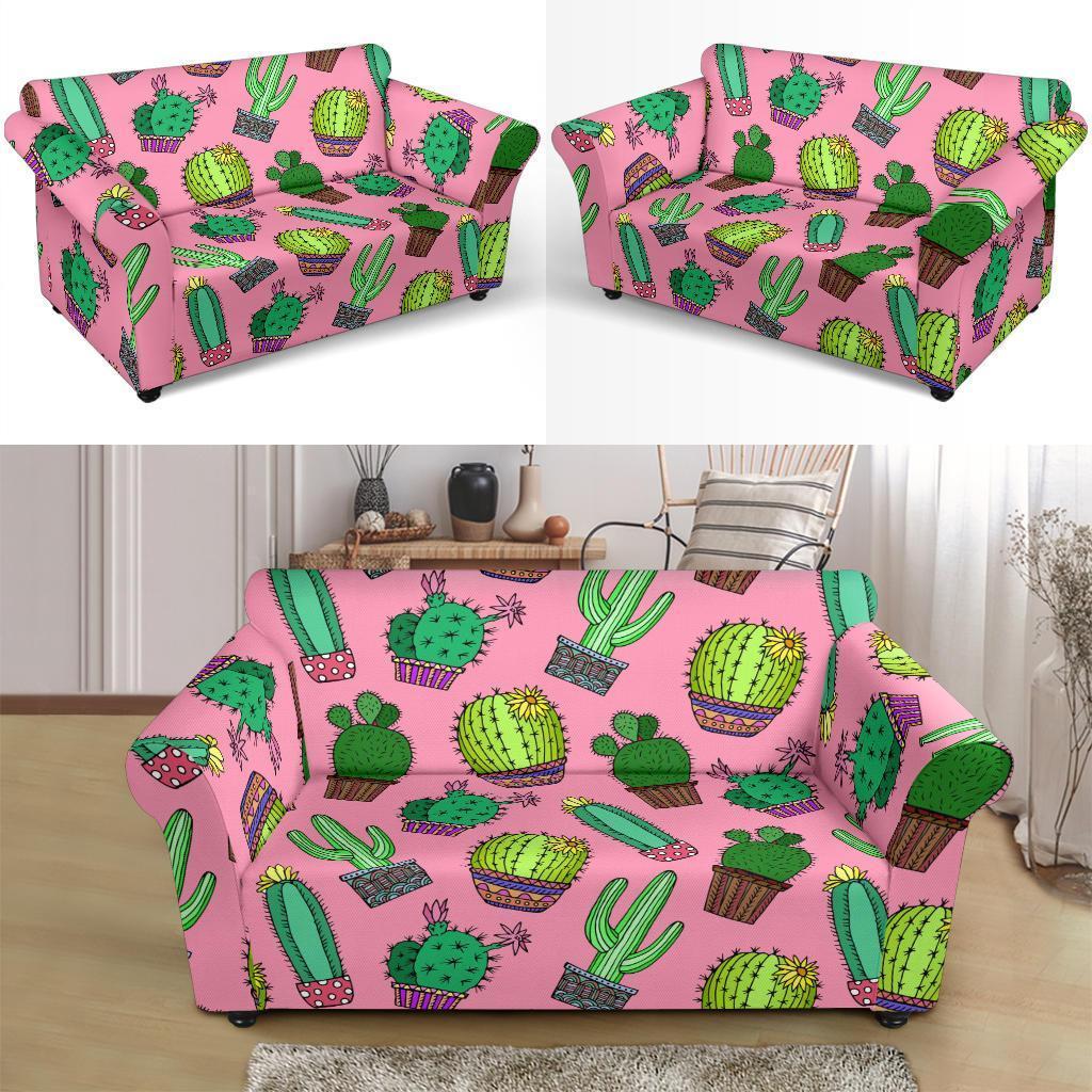 Cactus Pink Pattern Print Loveseat Cover-grizzshop