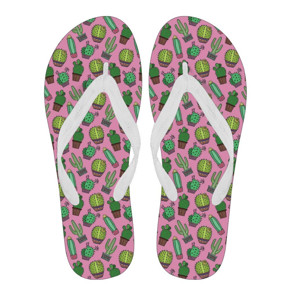 Cactus Pink Pattern Print Men & Women Flip Flops-grizzshop