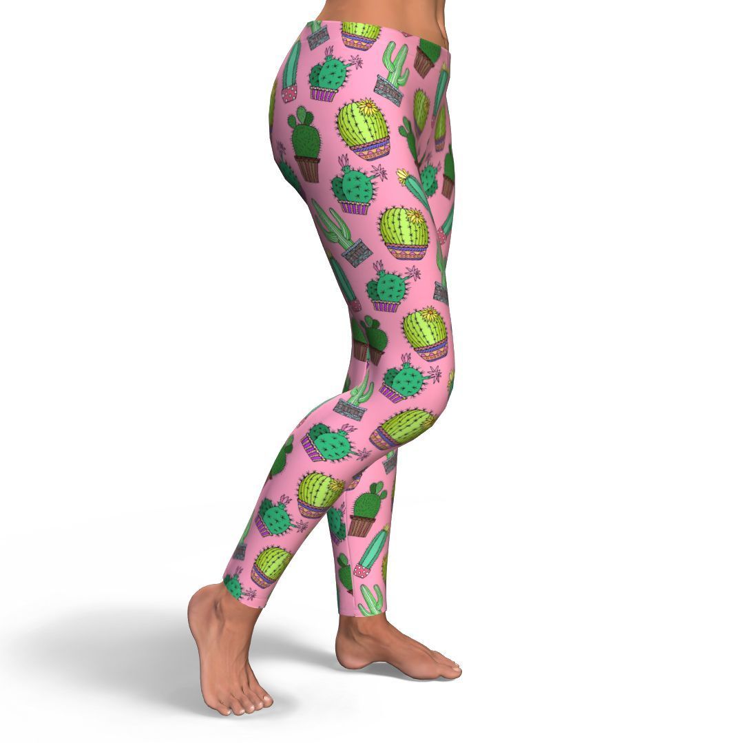 Cactus Pink Pattern Print Pattern Women Leggings-grizzshop