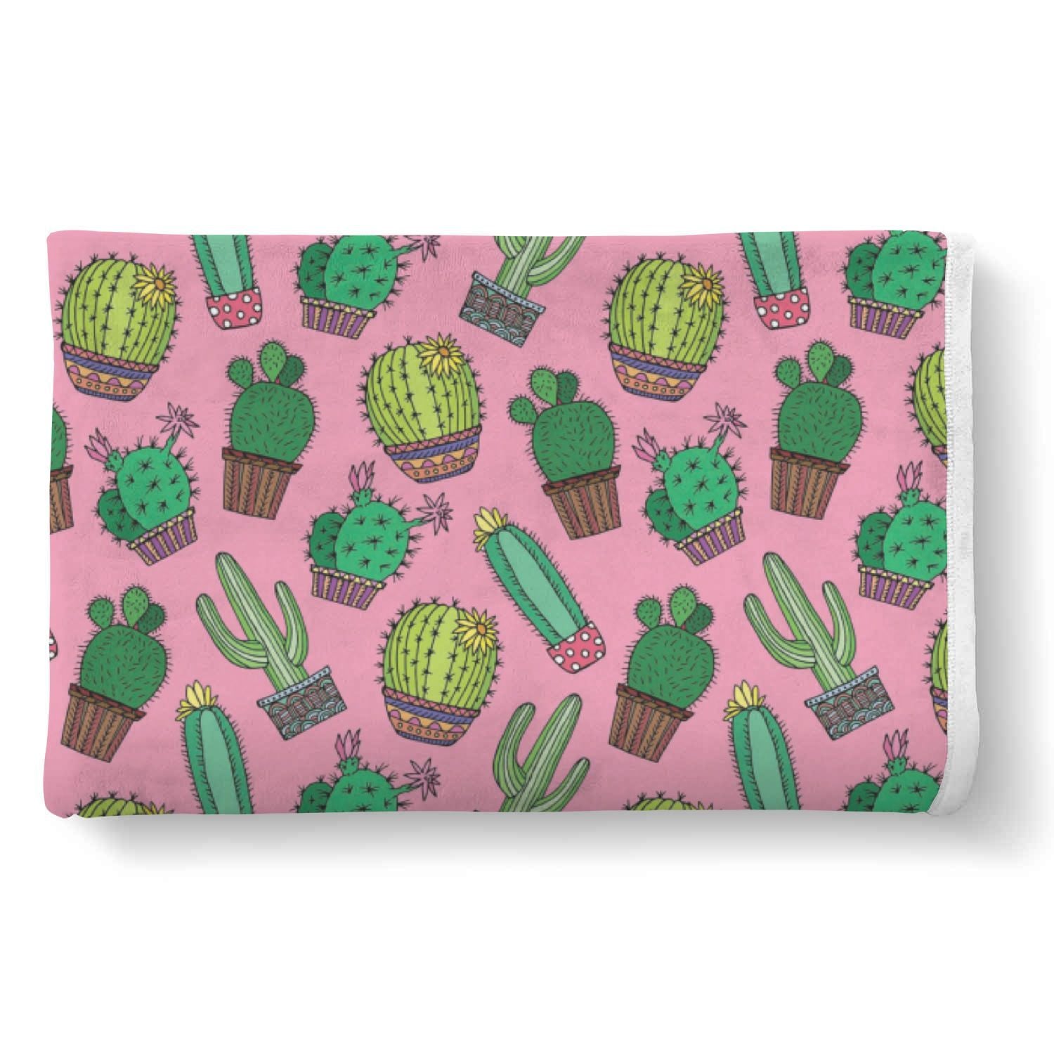 Cactus Pink Pattern Print Throw Blanket-grizzshop