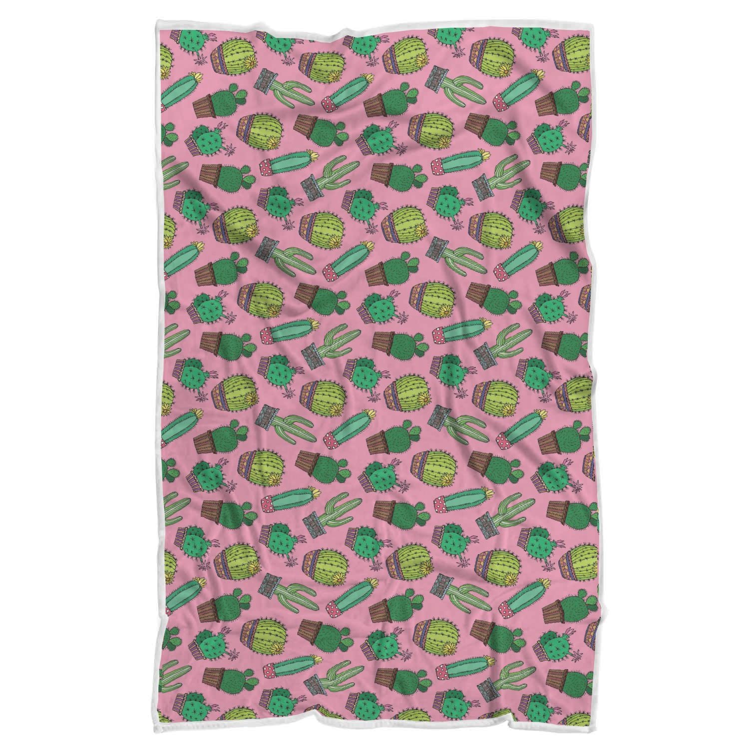 Cactus Pink Pattern Print Throw Blanket-grizzshop