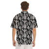 Cactus White And Black Print Pattern Men's Short Sleeve Shirts-grizzshop