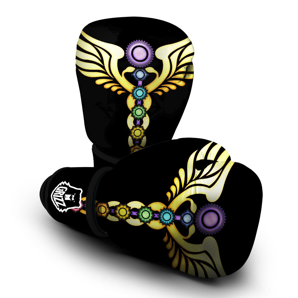 Caduceus 7 Chakras Print Boxing Gloves-grizzshop