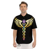 Caduceus 7 Chakras Print Men's Short Sleeve Shirts-grizzshop