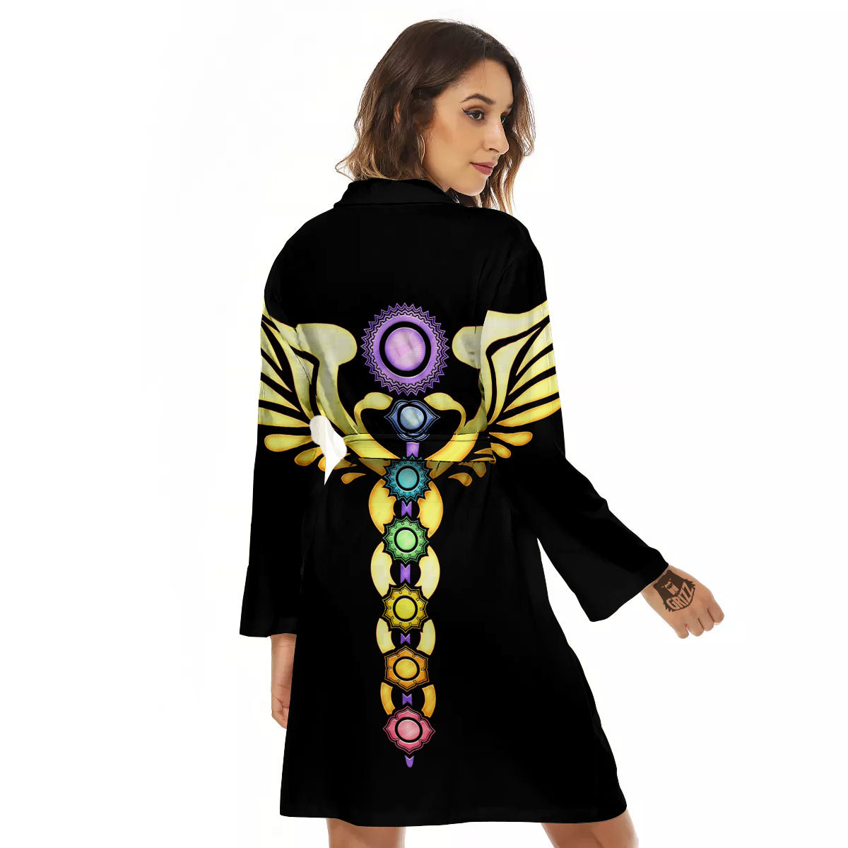 Caduceus 7 Chakras Print Women's Robe-grizzshop