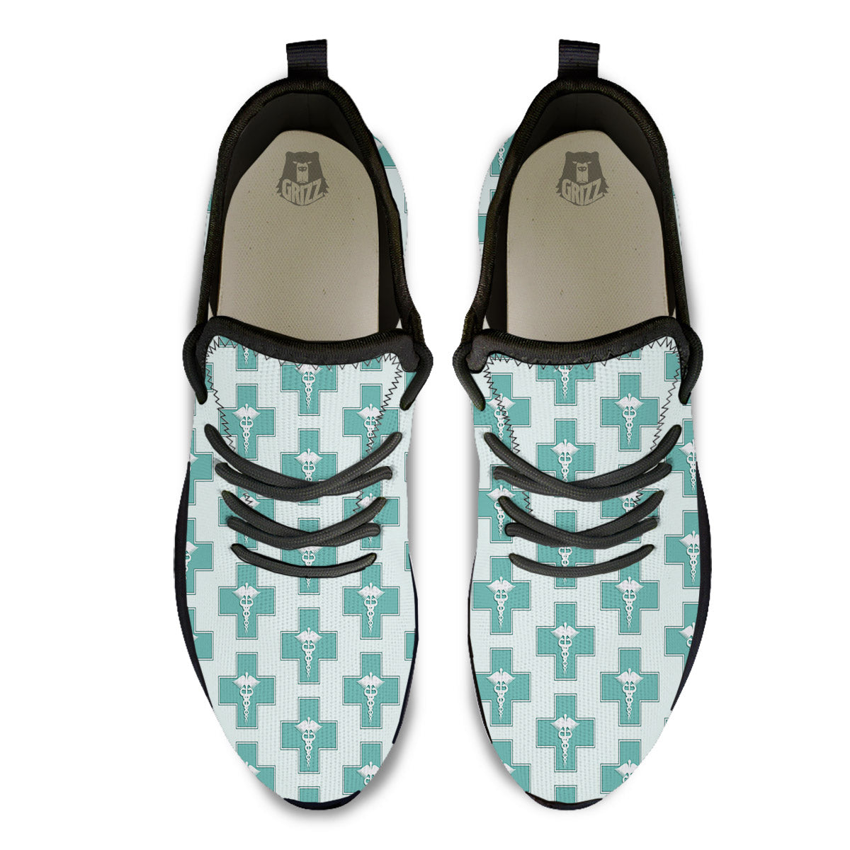 Caduceus Print Pattern Black Athletic Shoes-grizzshop