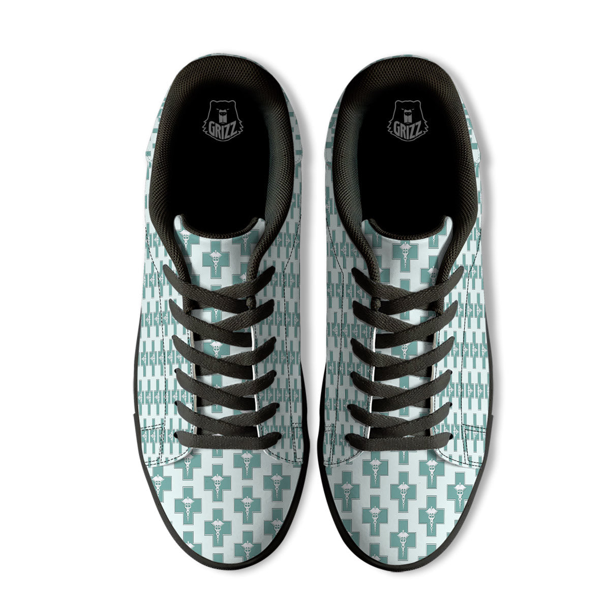 Caduceus Print Pattern Black Low Top Sneakers-grizzshop