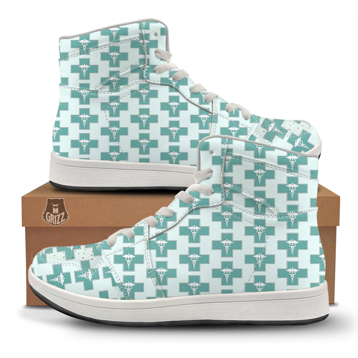 Caduceus Print Pattern High Top Sneakers-grizzshop