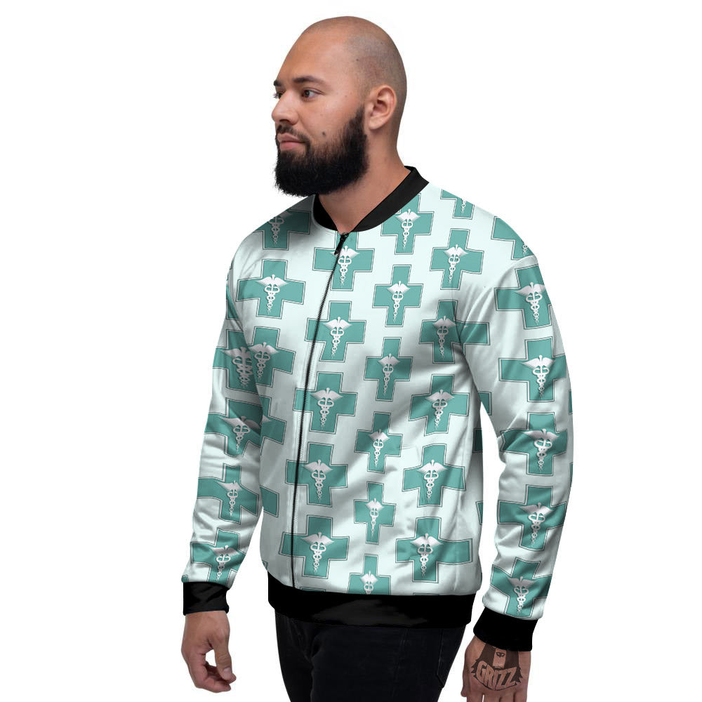 Caduceus Print Pattern Men's Bomber Jacket-grizzshop